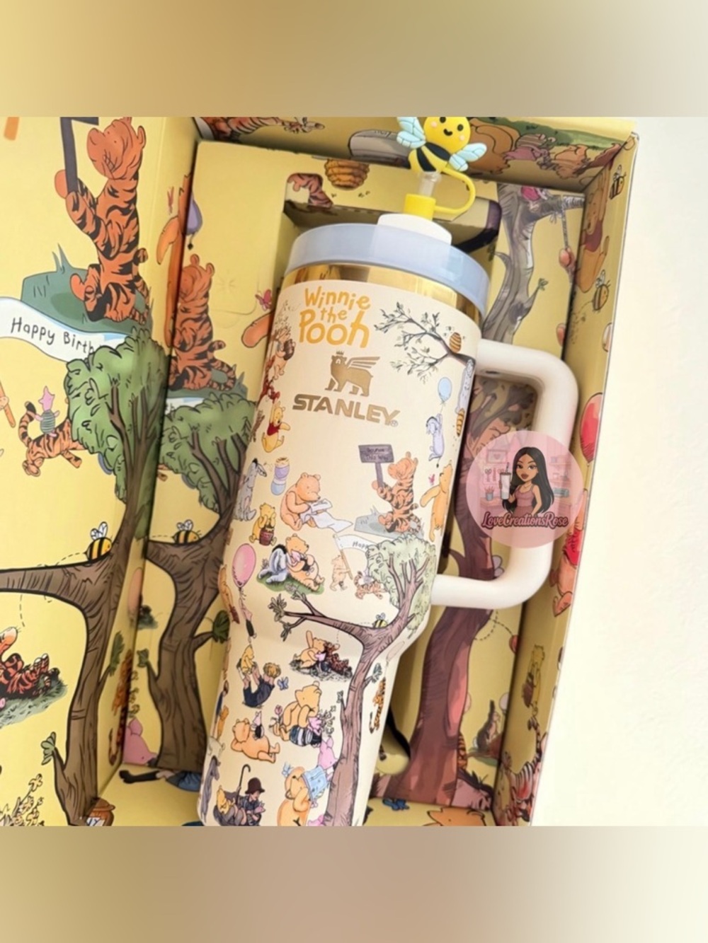 Stanley Winnie the Pooh Yellow Cream Travel Tumbler with Lid - Picture 3 of 3